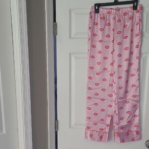 Victoria's Secret Pink Pajama Pants with Red Lip Print